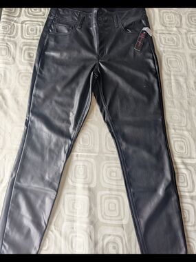 No Boundaries Black Faux Leather Straight Leg Pants Woman's Size 17